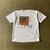 レトロな中世の椅子パターン印刷されたTシャツ特大トップトップハラジュクルーズフィッティング短袖トップTシャツ女性240313