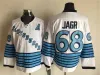 Pittsburgh Throwback Retro Hockey 68 Jaromir Jagr Jersey Vintage Classic CCM Zwart Wit Blauw Geel Team Kleur Borduursel voor Spor