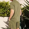 Herren-Trainingsanzüge, Outfit, Herren-Oberteile, Shorts, hawaiianisches lockeres Herren-Set, lässig, Baumwollmischung, Blumendruck, kurze Ärmel, 2-teilig