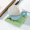 Maty stołowe V jest dla Von der Decken Hornbill Ceramic Coasters (kwadratowe) napoje ustawione białe łupki