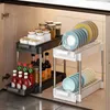 Pamiętanie kuchenne szuflady stołowe miski szafy organizator szafki suszenie wyciągającego się zlewu przesuwnego uchwytu na potrawę