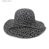 Cappelli a tesa larga Cappelli a secchiello a tesa larga con stampa leopardata Cappello a cupola in feltro Wome Cappelli Fedora Cappello fascinators per donna Elegante berretto floscio Protezione solare Chapeau L240322