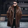 Haining Mink Coat Mens全体の秋と冬の新しい肥厚媒体の長い大きな模倣毛皮カジュアル