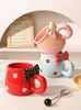 Muggar söt båge flickas keramik med sked högklassig känsla vågpunkt kaffekopp hem Använd frukostmjölk vän gåva