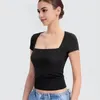 Blouses Femmes Femmes Slim Fit Haut D'été Élégant Col Carré T-shirt Collection Hauts Pullover Pour Streetwear Aller