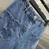 2024 Navy Blau Kostenloser Versand Gerade Lose Taschen frauen Jeans Designer frauen Denim Hosen 3241