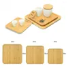 Tea Trays Bamboo Wooden Storage Tray Square Coffee Cup Breakfast Dinner Plate Bread Fruit Cake Food Serving