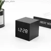 Desk Table Clocks Wooden Table Alarm Clock Square Voice Control Nordic Luminous Clocks LED Desktop USB/AAA Powered Desk Electronic Digital Clock L240323