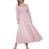 Casual Dresses Women S Long Sleeve Maxi Dress Square Neck Flower Embroidered Backless Bohemian Flowy Elegant Beach