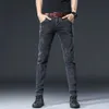 Jeans vår sommar ny smal passform små ben byxor mäns avslappnad koreansk version trendig och mångsidig