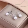 Necklace Earrings Set Zircon Crystal Snowflake Pendant For Women Fashion Daily Wear Female Stainless Steel Jewelry Wholesale