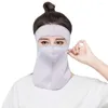 Sjaals Sluier Effen Kleur Met Nekflap Buiten Gezichtsschild Zijde Zomer Zonnebrandcrème Masker Mannen Vissen Womne Halslijn