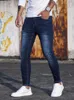 Jeans da uomo Fashion Street Style Skinny da uomo Vintage Wash Pantaloni in denim solido Pantaloni da uomo casual slim fit a matita 2024