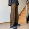 Y2K hommes Streetwear Cargo pantalon Techwear Vintage côté bouton conception jambe droite pantalon décontracté Joggers mâle 240320