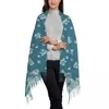 Halsdukar blommönster halsduk med långa tofsblommor vinröd hålla varm sjal wrap damer design wrap vinter bufanda mujer