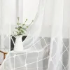 Cortinas Topfinel, cortinas modernas de tul para sala de estar, cortinas transparentes bordadas geométricas para dormitorio, gasa blanca para cafetería, hechas a medida