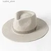 Hoeden met brede rand Emmerhoeden 2023 Nieuwe effen band Panama strohoeden voor dames Zomer strandhoeden Brede rand zonnehoed Begrafeniskerk Derby Fedora Cap UPF50 + L240322