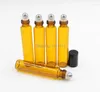 Opslag Flessen 10 ml Amber Bruin Zwarte Dop Geuren ROLL ON GLAZEN FLES ESSENTIËLE OLIE Metalen Roller Ball 600 stks/partij Door DHL/EMS