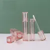 Contenitori per tinta labbra vuoti riutilizzabili da 2 ml Forma quadrata Hollow Pink Confezione cosmetica fai da te Bottiglie di lucidalabbra campione all'ingrosso e655 #
