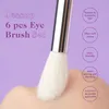 Jup Eye Brushes Set 6st Profial Makeup Borstes Set Beauty Eye Shadow Blending Natural-Synthetic Hair Black/Sier M53i#