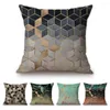 Pillow Modern Nordic Decoration Art Geometric Cubes Colorful Sofa Throw Cover Pink Green Plant Black White Chair