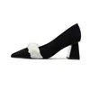 Модельные туфли, женские пикантные туфли на каблуке, 2024, брендовые дизайнерские туфли без шнуровки из искусственной замши, шелковые квадратные высокие женские повседневные элегантные туфли-лодочки