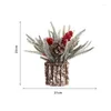 Fleurs décoratives artificielles, arbre de noël, cône de pin, Simulation de table, ornements de fête pour l'hiver, décorations de noël en plein air