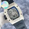 Automatisk RM -handledsklocka Mens Watch RM029 WG Hollow Dial 18k White Gold Original Diamond Automatisk mekanisk manlig klocka