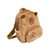 Mochila de pelúcia capivara viagem casual mochila dos desenhos animados bonito saco de escola bookbag para meninas adolescentes adultos estudante universitário