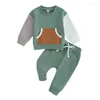 Kleidungssets Kleinkind S Stilvolles 2-teiliges Trainingsanzug-Set Gemütliches Langarm-Sweatshirt mit Tasche und elastischer Hose für Babys mit A