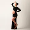Maternity Dresses For Po Shoot Pregnancy Woman Black Sexy Split Maxi Long Slimfit Skirt Gown Pography Clothes 240321