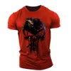 2024 New Mens T-Shirt 3D Skull Print Street مستقيم مستقيم رقبة