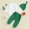 Kledingsets Mijn eerste 1e geboren babyjongen meisje Kerstoutfit Babybomen Romper met lange mouwen Shirt Broekset met hoed