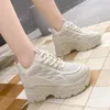 Casual Shoes 2024 Czarny tata Chunky Sneakers Vulcanized Woman High Platform Lace Up White dla kobiet