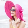 Wide Brim Hats Bucket Hats MAERSHEI 2021 Summer Womens beach hats Caps Foldable Chiffon Floppy Sun Hats Panama Casual Ladies sombreros bowknot hat Ladies L240322