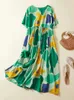 Плюс размер пляжное летнее платье с цветочным принтом в стиле бохо женские хлопковые женские платья свободное повседневное длинное женское платье больших размеров Vestidos 240318