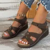 Elbise ayakkabı moda artı boyutu kama sandaletleri kadın yaz 2024 gündelik platform yürüyüş santalias mujer rahat kaymaz plaj kadın