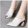 Casual Shoes Summer 2024 Women Slipper High Heel Sandal Ladies Quality PU Leather Slides Pumps