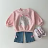 Spring Baby Baby Long Rleeve Śliczny kreskówka Bluza bawełna dzieci swobodne topy luźne dziewczyny pullover ubrania maluchowe 240318