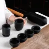 Teaware Sets Black Ceramic Teawear 1 Pot 4 Cups Gaiwan Chinese Tea Portable Travel Set Business Gift Teapot 160ML