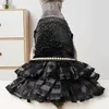 Dog Apparel Black Princess Dress Tulle Bling Wedding Skirts Luxury Pearl Point Drill Festival Costume For Dogs