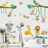 Adesivos grandes animais da floresta bonitos adesivos de parede para crianças meninos meninas decoração do quarto do bebê elefante girafa macaco borboleta papel de parede