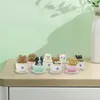 装飾的な置物8pcs/lotかわいい漫画ティーカップドッグケーキデコレーションドールキッズバースデーカップケーキトッパーマイクロクラフトランドスケープ