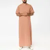 Roupas étnicas Mens Cor Sólida Robes Estilo Saudita Zipper Jubba Thobe Homem Vintage Manga Curta O Pescoço Muçulmano Árabe Islâmico 2024