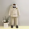 Boys Wedding Suit Handsome Children Blazers Set Toddler Birthday Formal Outfit Kids Piano Performance Presenter Costumes 8 10 Y 240312