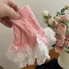 Knee Pads Y2K Bridal Cuffs Knitted Sleeves For Wedding Party Black White Accessories Short Lace Fingerless Drop