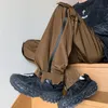 Y2K hommes Streetwear Cargo pantalon Techwear Vintage côté bouton conception jambe droite pantalon décontracté Joggers mâle 240320