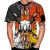 Été nouveaux hommes manches courtes mode décontracté 3D wapiti imprimé t-shirt style décontracté vêtements pour hommes