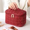 Sac fourre-tout pour femmes, sac de maquillage à carreaux, grande capacité, sac à main Portable, sac de lavage et de rangement, boîte de maquillage, voyage, vente en gros 1101