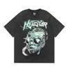 Hellstar T Shirt Tasarımcı Erkekler Grafik Tee Giyim Giysileri Yenilikçi Yıkalı Kumaş Sokak Graffiti Yazı Folyo Baskı Vintage Siyah Gevşek Artı Boyutu L6